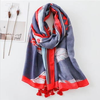 

New Folk-custom Prints With Tassel Summer Autumn Wraps Scarves Beach Lady Beach Fashionable Scarf Shawl For Women Girl