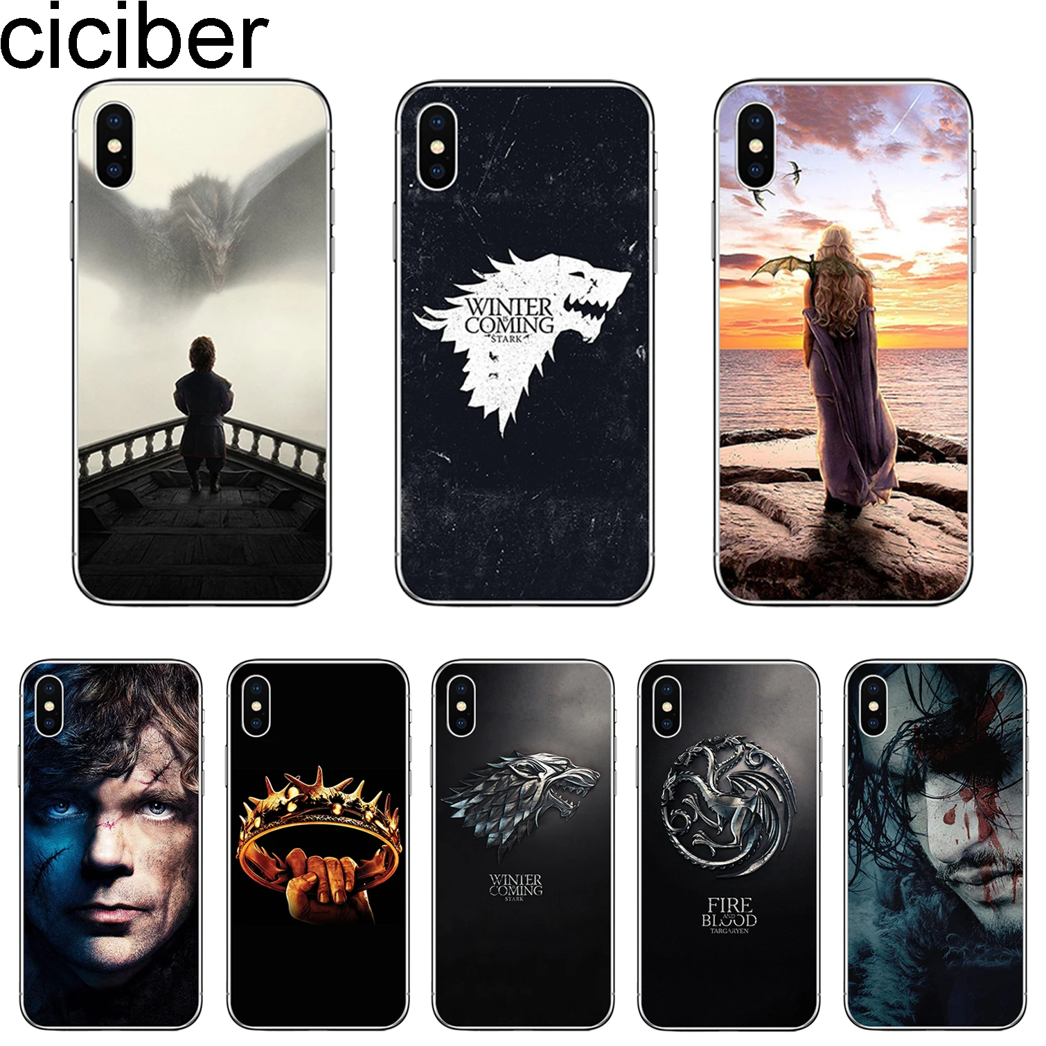 

ciciber Game Thrones GOT Logo Coque For iPhone 7 8 6S Plus X XR XS Max 5S SE Phone Case Soft TPU for iphone 11 Pro Max Cover