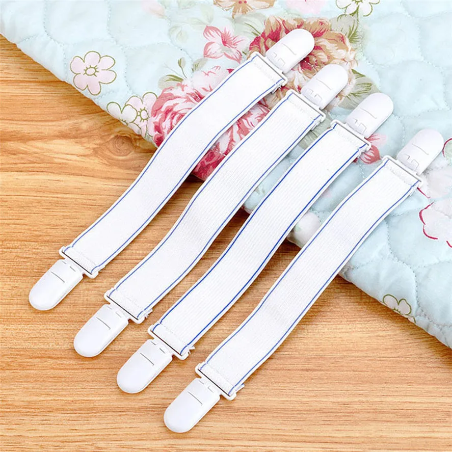 

New Anti-Slip Fixed Belt Elastic Band 4PCS Bed Sheets Buckle Table Cloth Clip Feb11#30