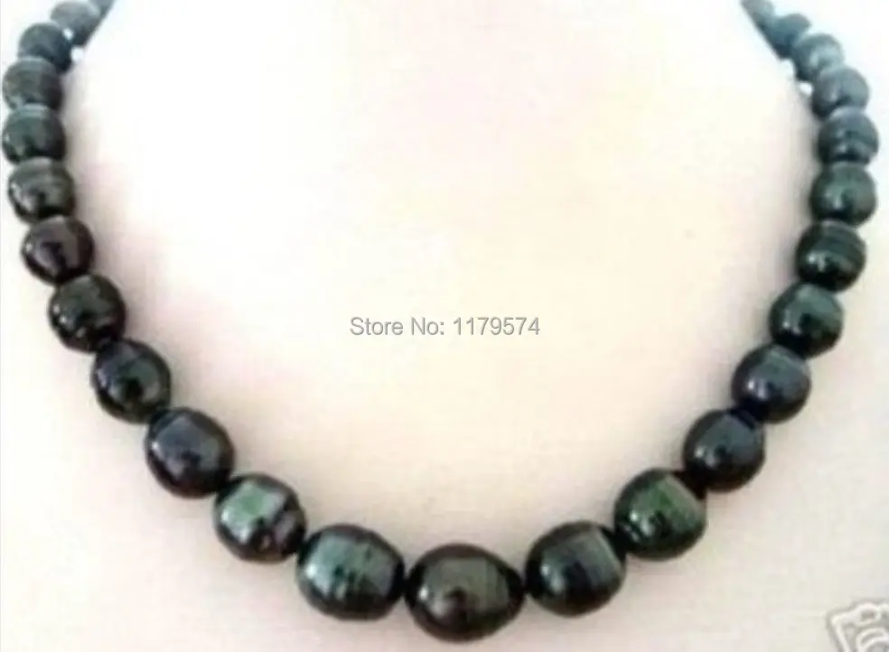 

new 8X9MM BLACK RICE Seawater Cultured free PEARL NECKLACE 18 "beads jewelry making YS0329