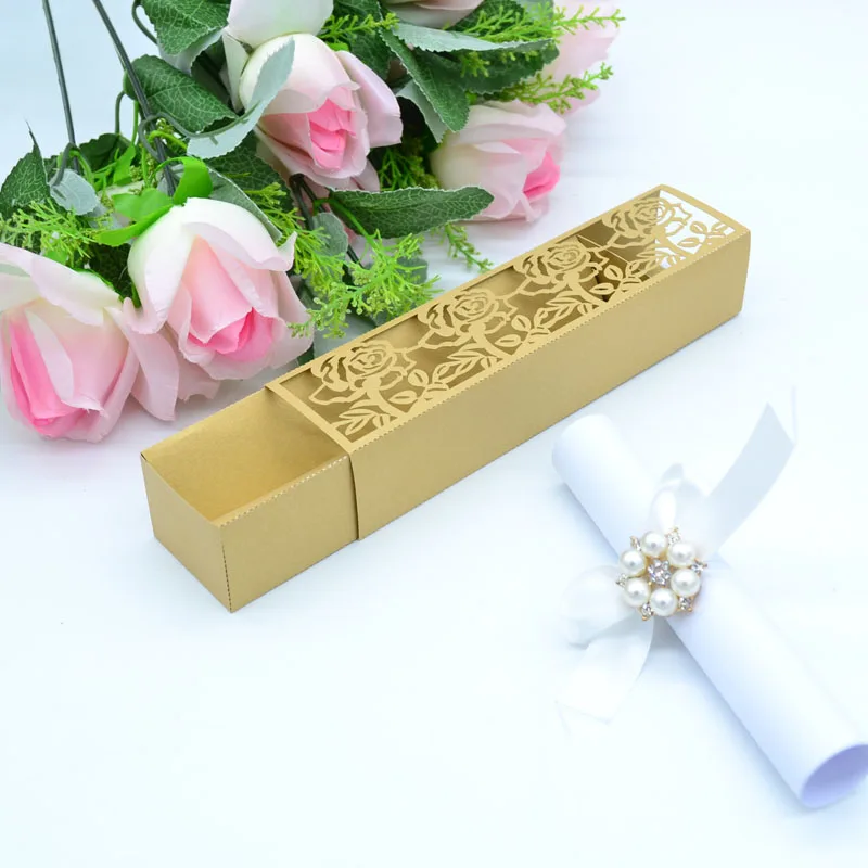 

Indian Cutom light brown rose laser cut inner paper invitations boxes for wedding