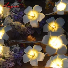 Необычный дизайн белый 7 см Франгипани цветок китайские фонарики, веревка ночные светильники, свадьба, дом, украшение сада