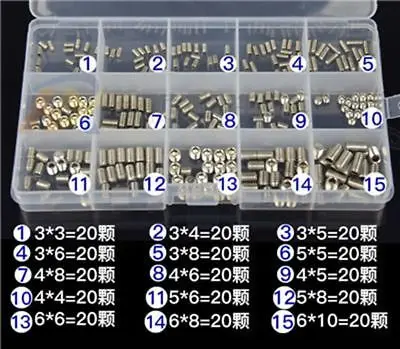 300 шт набор M3 M4 M5 M6 Mix 304 нержавеющая сталь Grub винт плоский конец Шестигранная