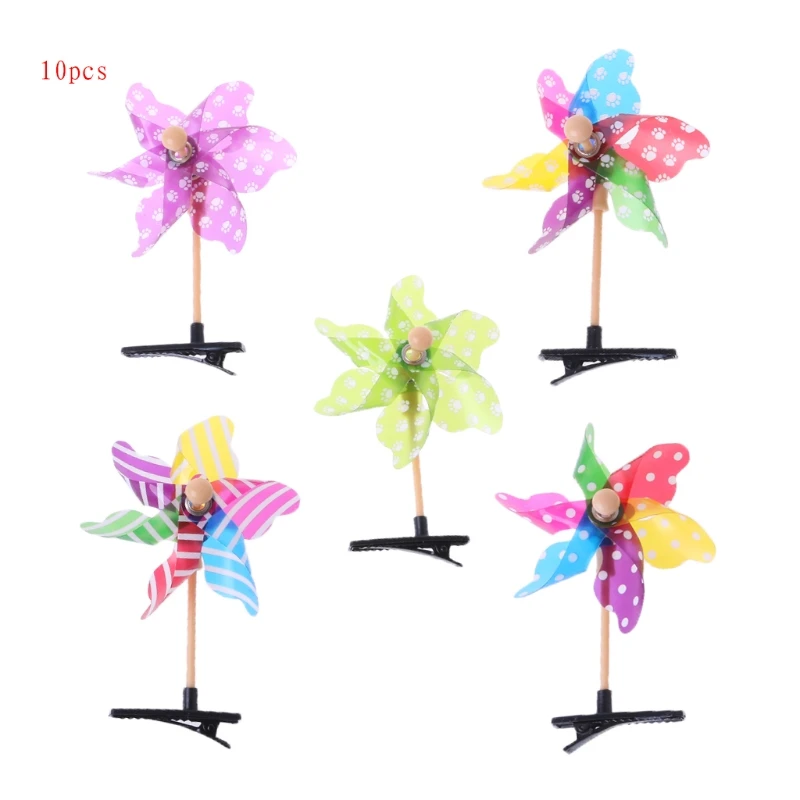 

10Pcs Cute Mini Windmill Hair Clip Kid Kindergarten Children Girl Hairdress Gift N21-B