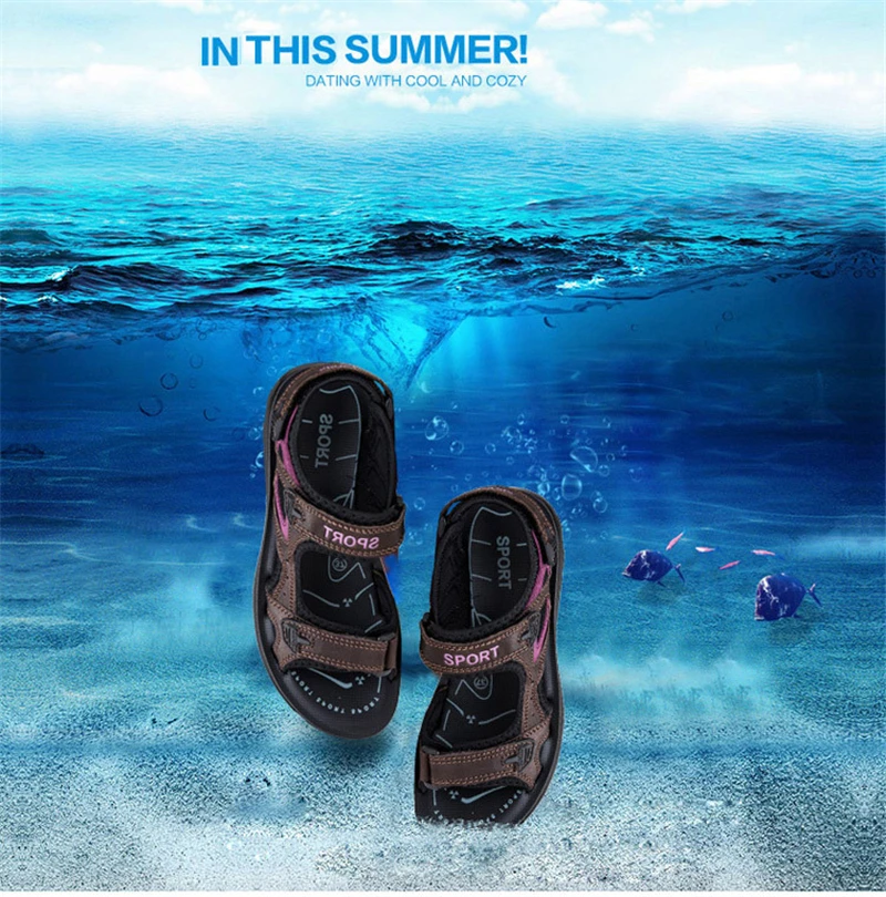 DAOKFPO/женские летние сандалии; повседневные пляжные сандалии из натуральной кожи на нескользящей плоской подошве; Брендовая женская летняя обувь; NVB-04