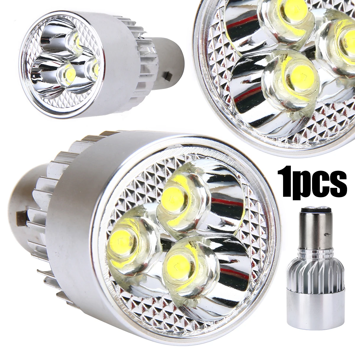 1pc BA20D 9W 12V-80V Universal 3 LED Beads Motorcycle Headlight Spot Light Energy-saving Fog Driving Lamp White