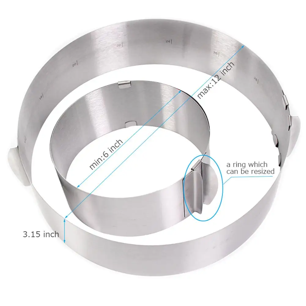 Горячая 1 шт. выдвижной из нержавеющей стали круг мусс кольцо набор инструментов для выпечки Форма для торта Размер Регулируемая форма для выпечки 16-30 см