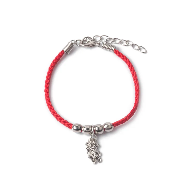 Этнический стиль ручной работы Красный веревочный браслет для женщин Регулируемый милый животное листья арахис клубничный Шарм браслет ювелирные изделия подарок - Окраска металла: 8