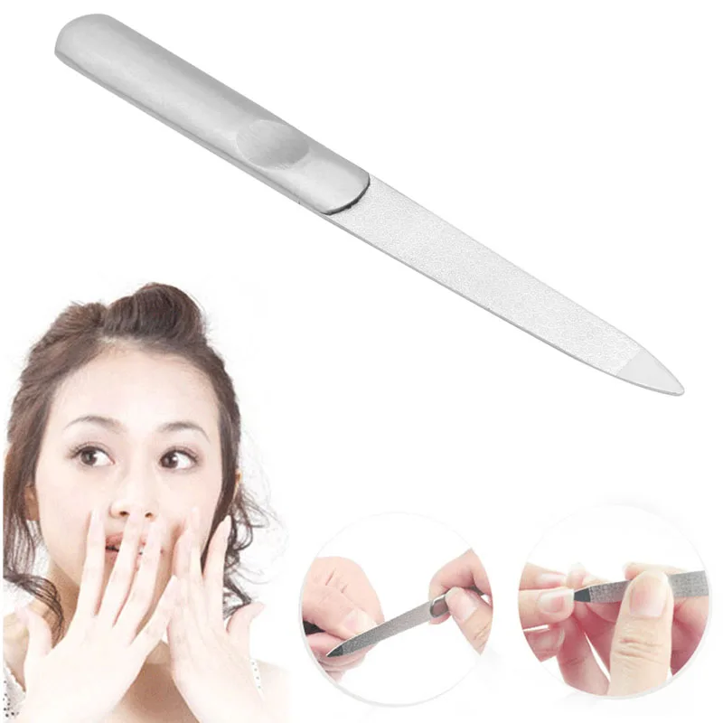 

1Pc New Stainless Steel Metal Nail Art Pedicure Tool Dual Sided File Manicure