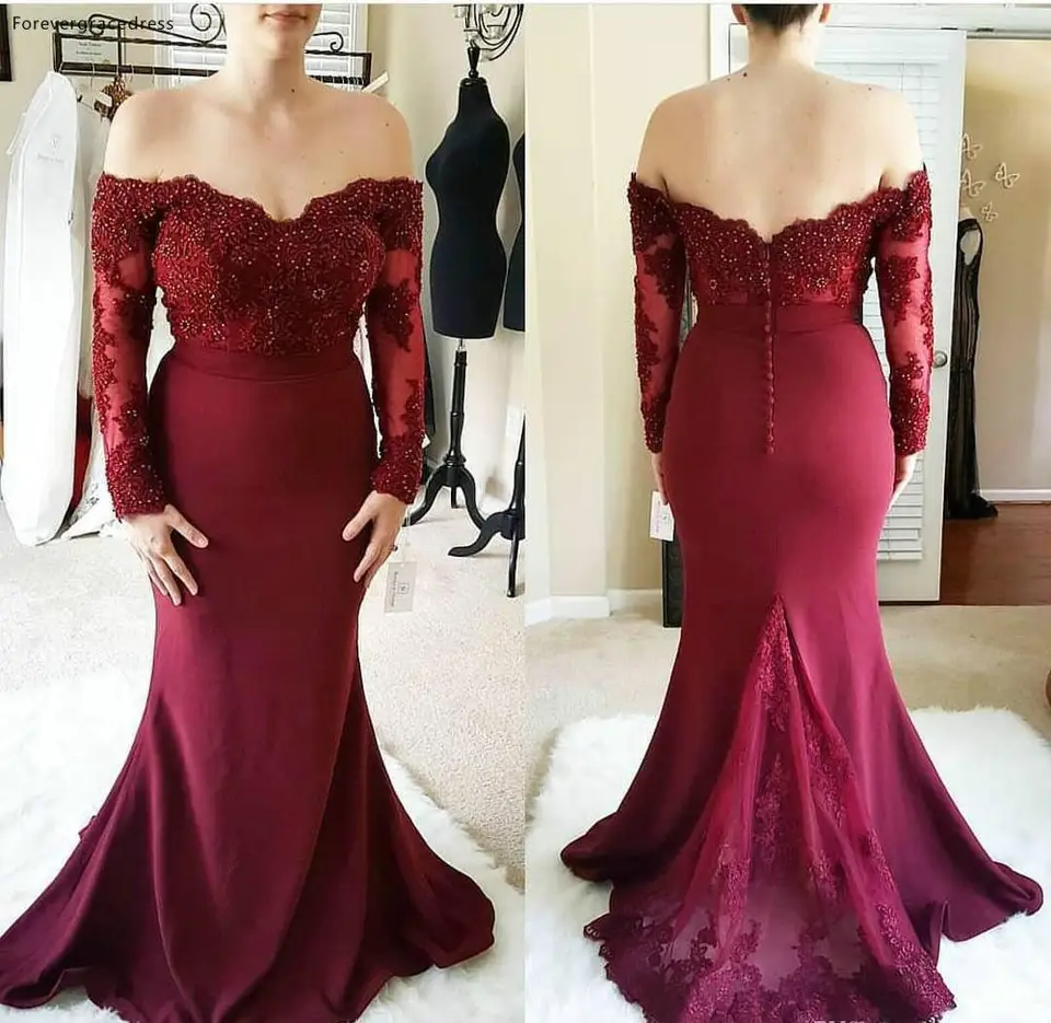 bridesmaid dresses burgundy long sleeve