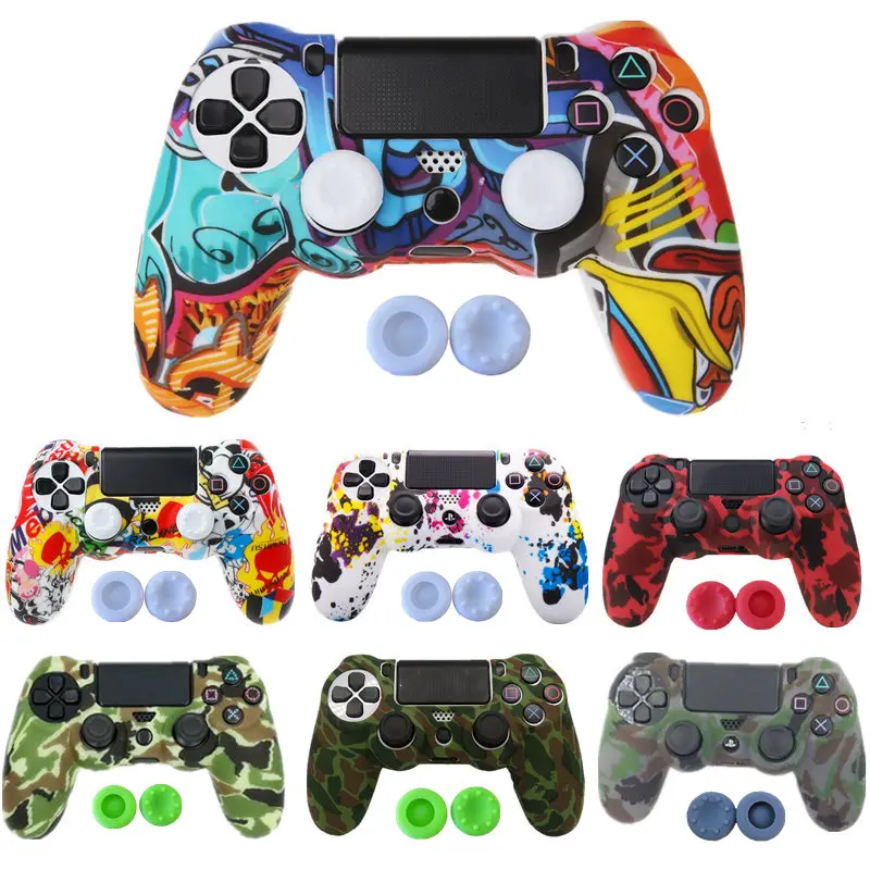 

Multicolor Style Silicone Protective Case Skin Gamepad Cover Case + 2 Joystick Cap For PS 4 PS4 Slim PRO Controller Accessories