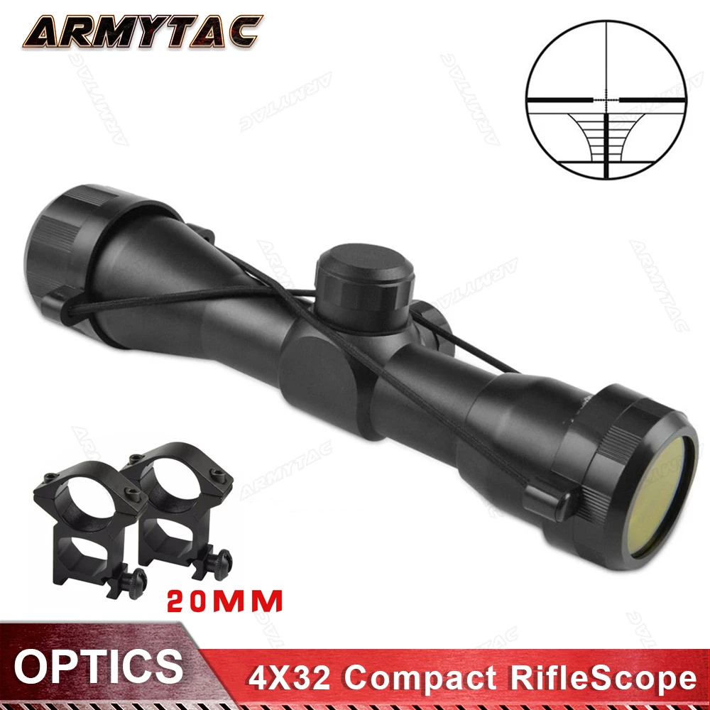 Тактический 4X32 компактный прицел Сетка Охота Riflescopes кросс-волосы сетка подходит 20 мм рейку