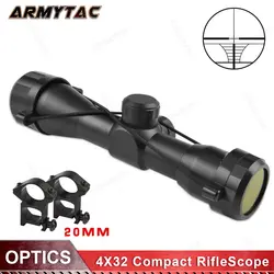 Тактический 4X32 компактный прицел Сетка Охота Riflescopes кросс-волосы сетка подходит 20 мм рейку