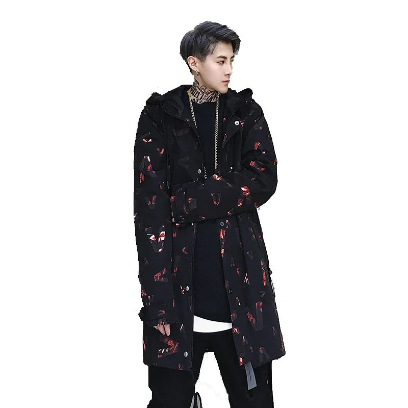 

Man Shawl Trench Coat Long Sleeve Jackets Headwear Hoody Autumn Windbreakers Jacket Us size S-XL