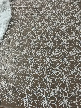 

African French net tulle Lace Fabric Jolin-5626 New design glued glitter sequins lace fabric for wedding dress