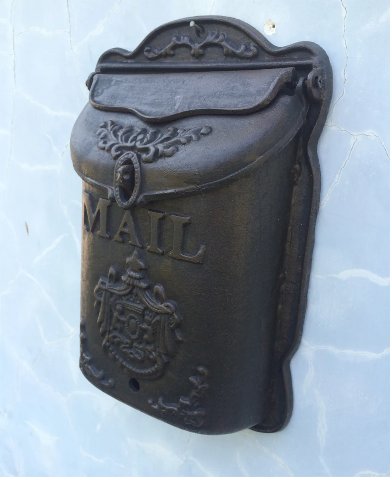 Standing Cast Iron Mailbox/ Wrought Iron Letter Box Metal Postbox, Mail box Garden decor
