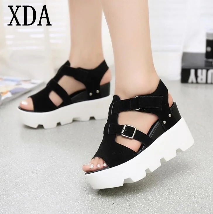 

XDA 2019 Summer Sandals Shoes Women fish's mouth High Heel Casual Shoes Open Toe Platform Gladiator Sandals Women Shoes