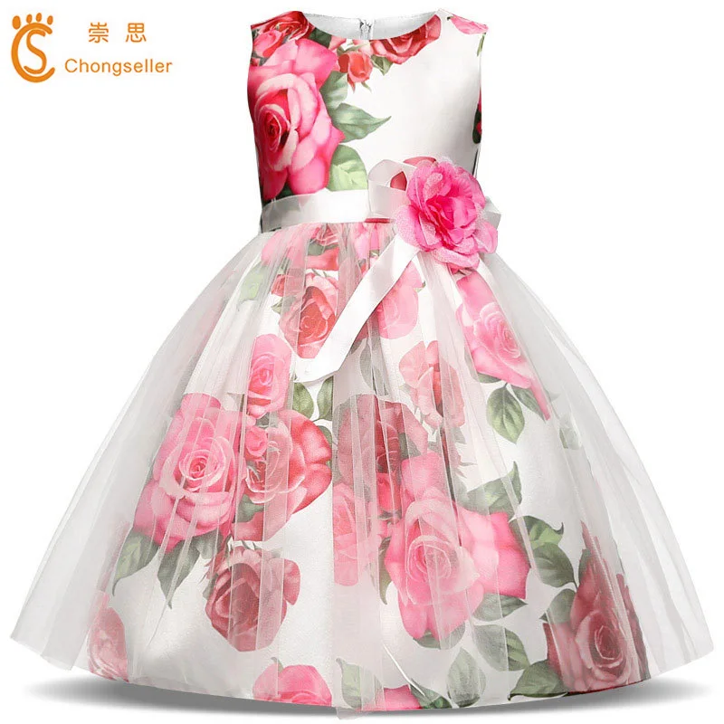 2018 Summer Kids Formal Dress For Girls Clothes Flower Birthday Party
