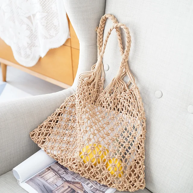 JXSLTC Fashion Popular Woven Net Bag Mesh Rope Cotton Rope Weaving