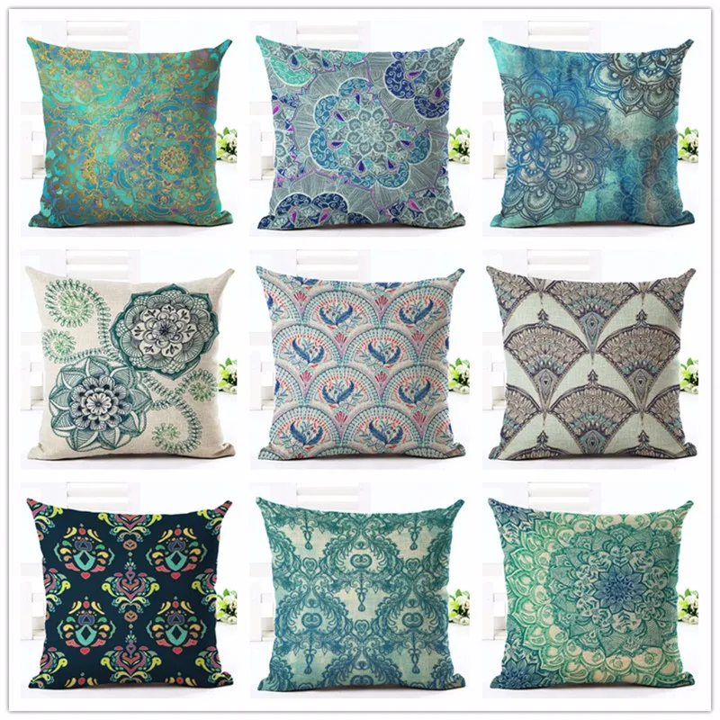 

Vintage Style Throw Pillow Cushion Cover Home Decor Geometry Pattern Printed Linen Square Home Decorative Pillowcase Cojines