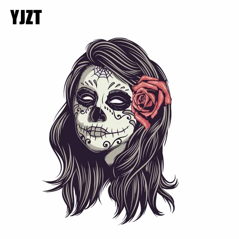 

YJZT 10.3CM*14.2CM Car Styling Sugar Rose Skull Motorcycle Decal Car Sticker 6-2392