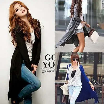

New Women Long Sleeve Knitted Cardigan Loose Sweater Outwear Long Jacket Coat