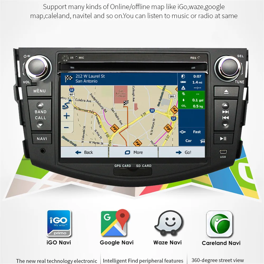 Excellent Android 9.1 Car DVD Multimedia Player For Toyota RAV4 Rav 4 2007 2008 2009 2010 2011 2 Din 1024*600 Car GPS Stereo Radio 3