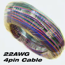 Лучшая цена 100 метров 4pin Луженая Медь 22AWG изолированный ПВХ Проводной Электрический кабель светодиодный RGB полосы расширения провода