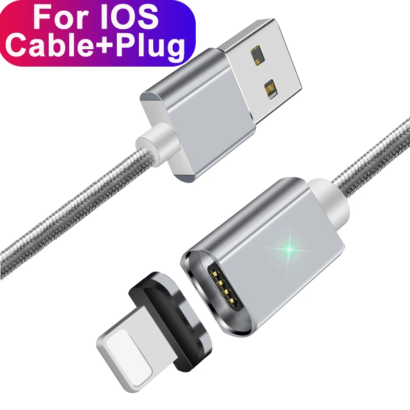 Essager Магнитный 3 м USB кабель для iPhone Быстрая зарядка данных Кабель зарядного устройства микро-usb type-C кабель для samsung кабели для мобильных телефонов - Цвет: Silver IOS Cable