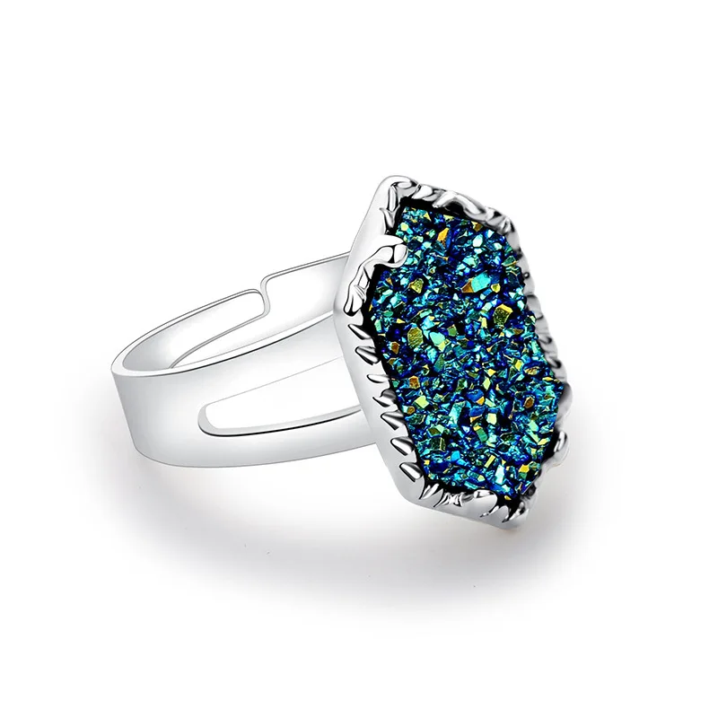 

ZWPON New Gold Silver Resin Drusy Druzy Ringss for Women Fashion Jewelry Best Selling 2018 Products Bridesmaid Gift Wholesale