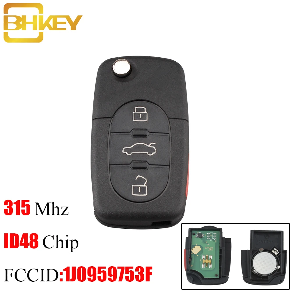 BHKEY 3 + 1 кнопка дистанционный ключ брелок от машины для VW Volkswagen 1J0959753F 315 МГц Beetle Golf