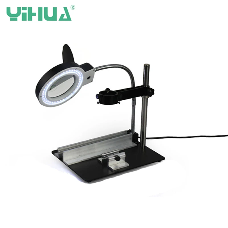 

YIHUA 628TD 8X 40 LED lights Illuminated Desktop Magnifier BGA Hot Air Holder Fixture for PCB Repair maintenance platform