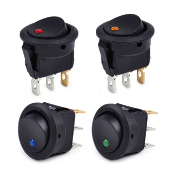 

DWCX 4Pcs 3 Pins 12v Led Dot Light Car Round Rocker On/Off Spst Switch For Boat Additional Electronical Equipment Inside The Car