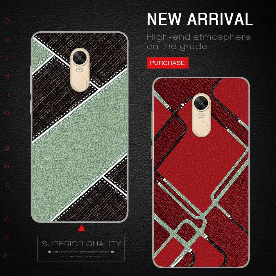 UTOPER Shell For Xiaomi Redmi 5 Plus Case Silicone Imitation Leather Geometric figure 5A Note S2 |
