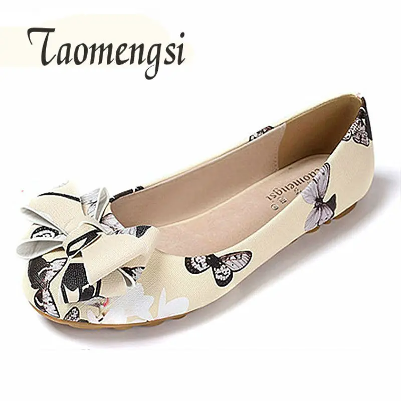 Casual Print Women Flats Big Size 42 43 Autumn Ladies Flat Shoes Sweet