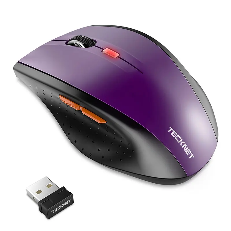 TeckNet Беспроводная мышь 800 точек/дюйм 1200 точек/дюйм 1600 точек/дюйм 2000 точек/дюйм 2400 точек/дюйм Регулируемая мышь с нано приемником для ноутбука игрового компьютера - Цвет: Purple