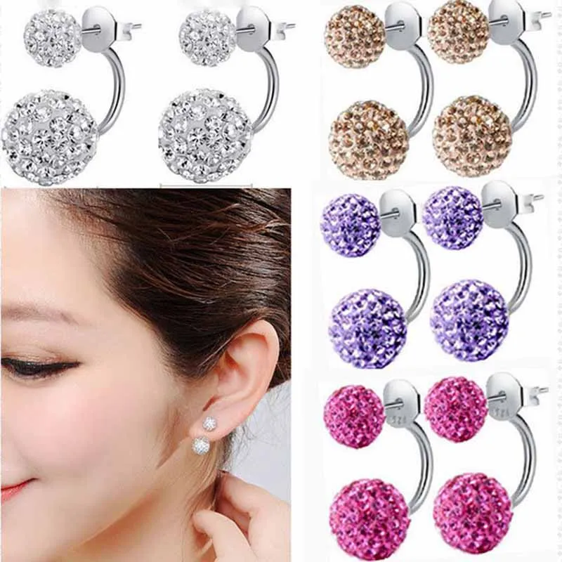 

2018 Latest Style Silver Plated Crystal Ball Women'S Stud Earrings Korean Version Allergy Resistant Women'S Earring Qw-45