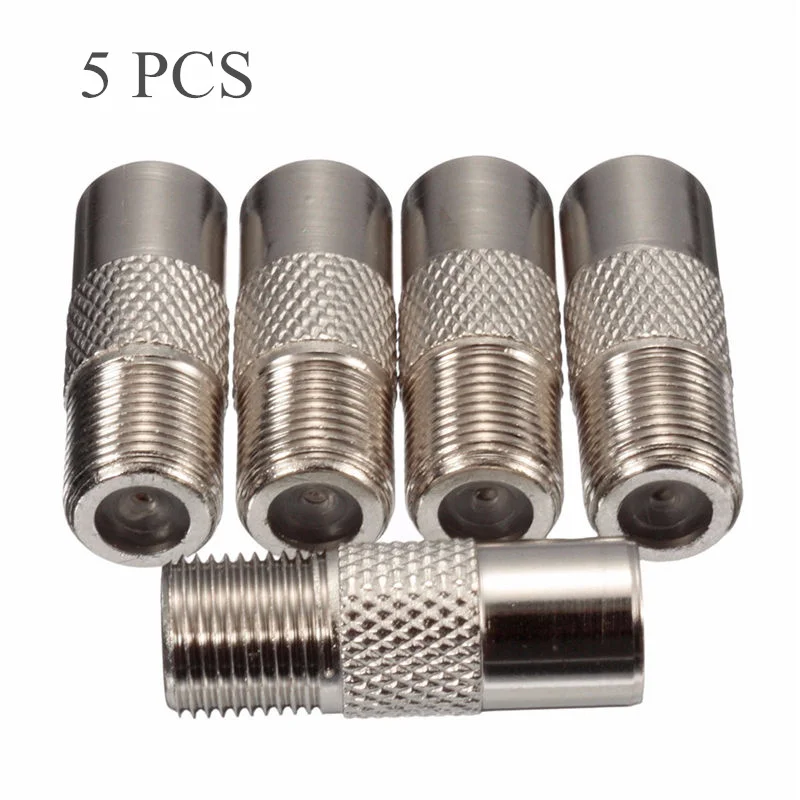 5pcs Aluminium Alloy F type Socket to Coax RF IEC Aerial Plug Male Adapter Twist On Connector
