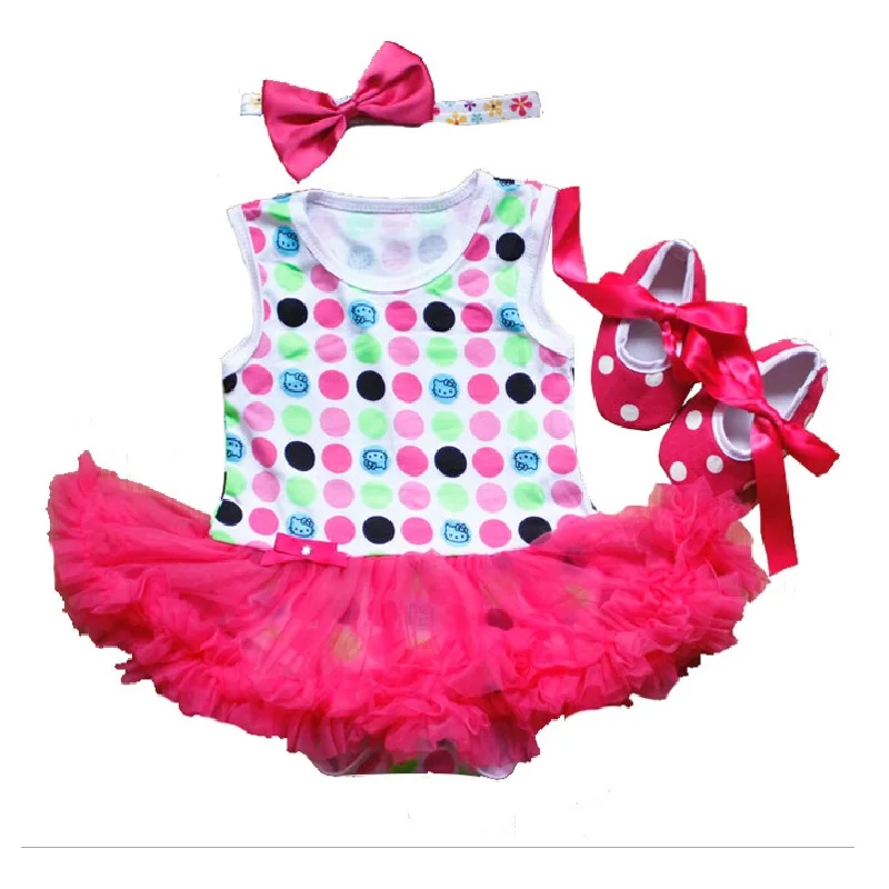 Одежда в горошек для маленьких девочек, костюм из 3 предметов, боди для малышей, платье-пачка, повязка на голову, комплект одежды для новорожденных, комбинезон с кружевом, топы