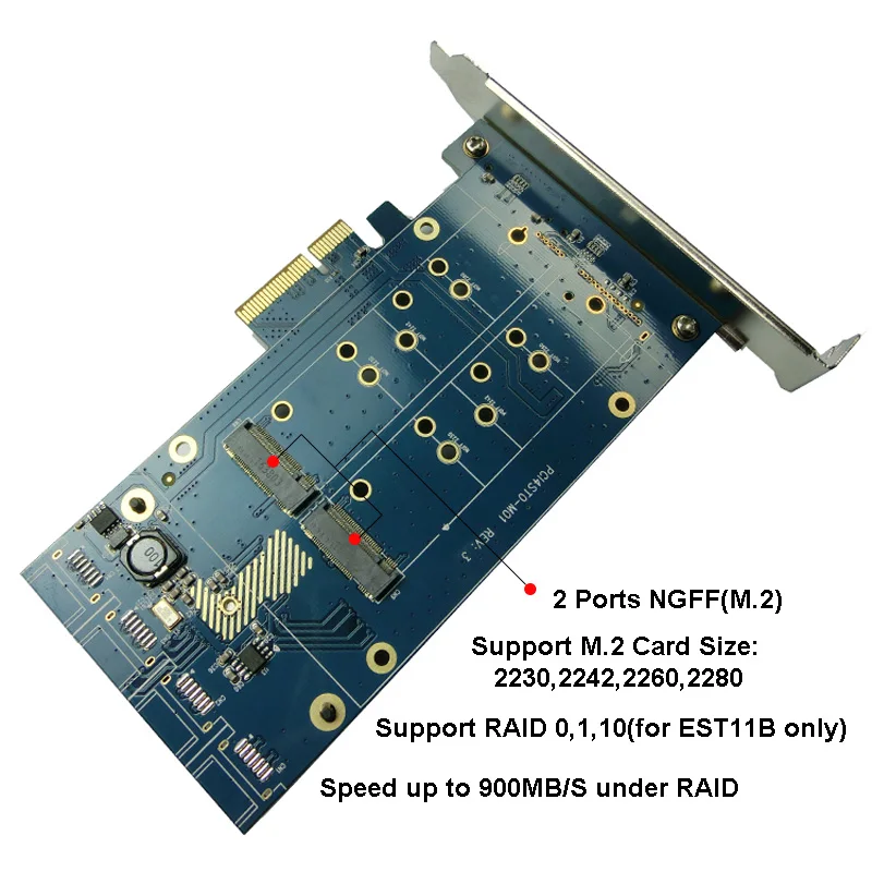 PCIe M.2 адаптер PCI Express 4 Порты NGFF M.2 RAID карты HyperDuo режим