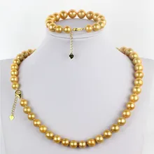 SNH 10-11 мм AA edison круглое жемчужное ожерелье 2" браслет 7,5" натуральные ювелирные изделия из настоящего жемчуга набор