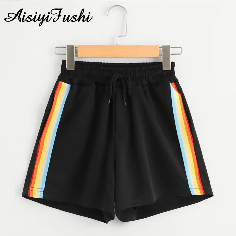ladies black high waisted shorts