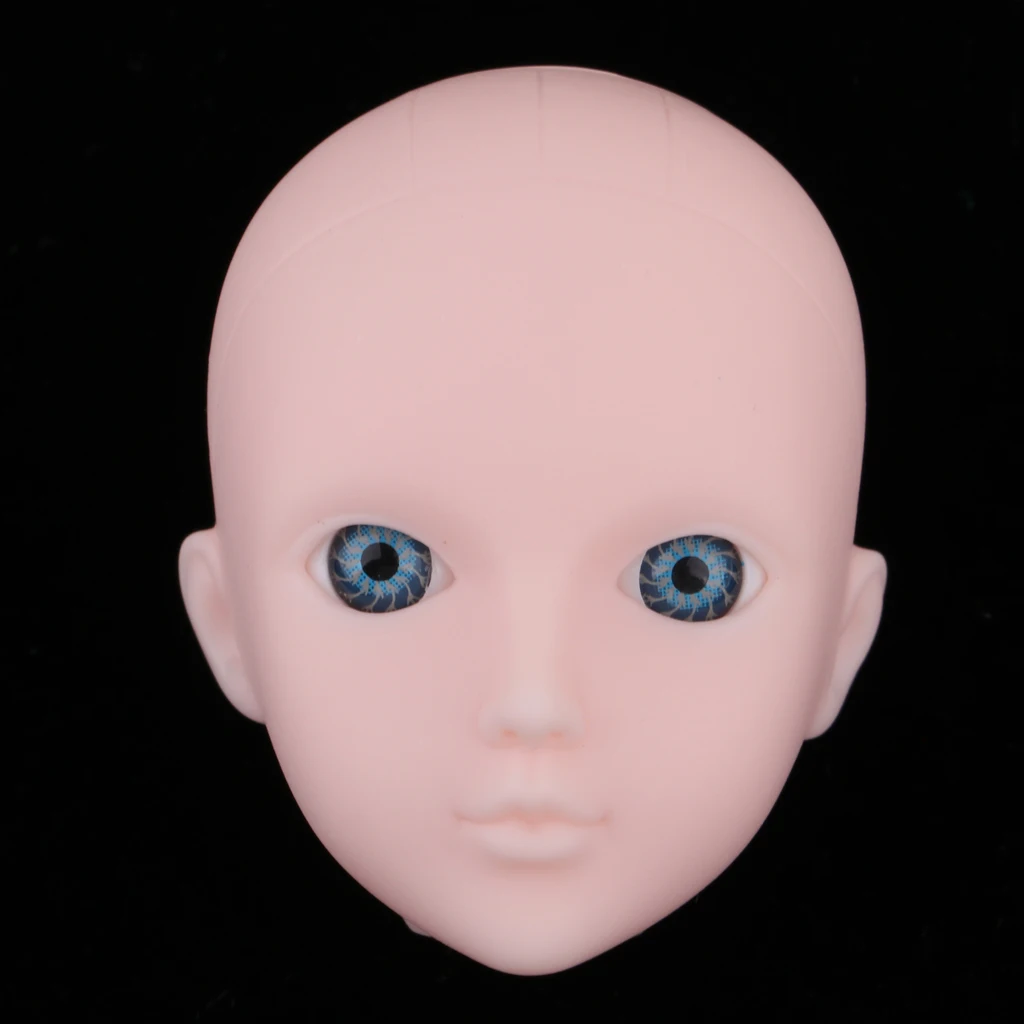 

Girl Doll Jointed Blank Head Carving Sculpt with Blue Eyes for 1/6 BJD Doll, MSD Accessory