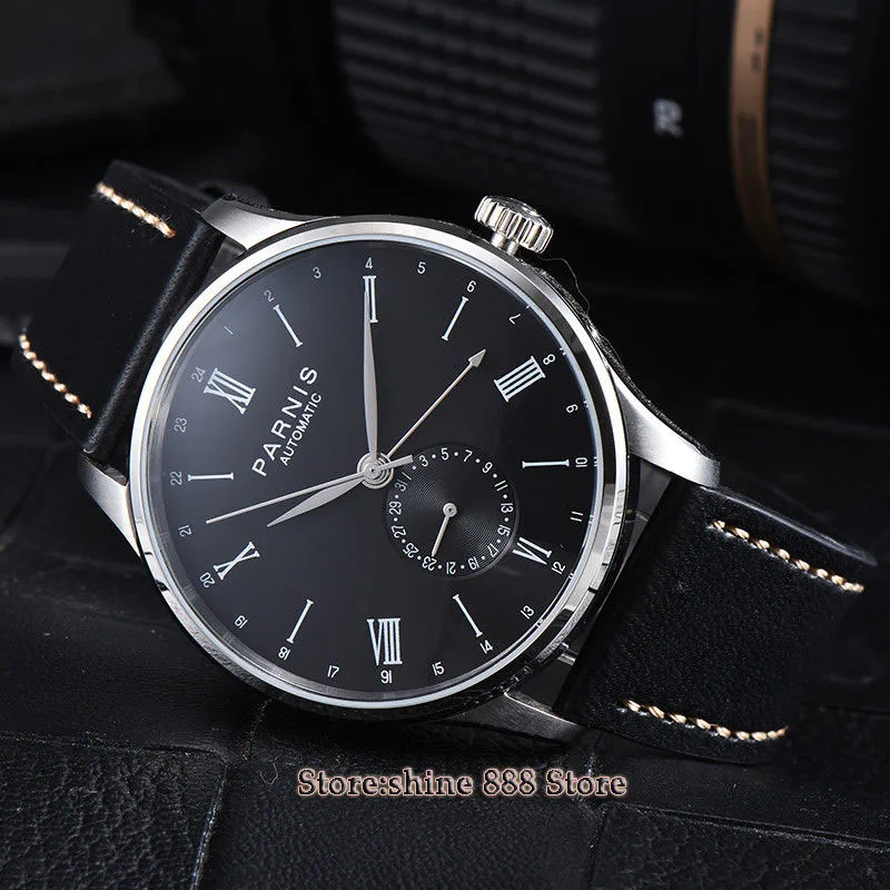 42mm Parnis black date 24 Hours Handset ST1690 Automatic Movement Men Watch