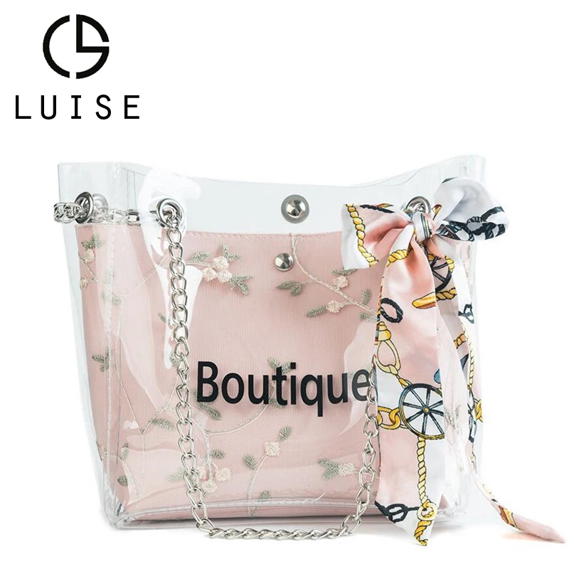 

LUISE 2018 Women Shoulder Clear Bags Transparent Bag Summer Fashion Beach Bag Girls Cute Composite Lady Handbags Bolsa Feminina