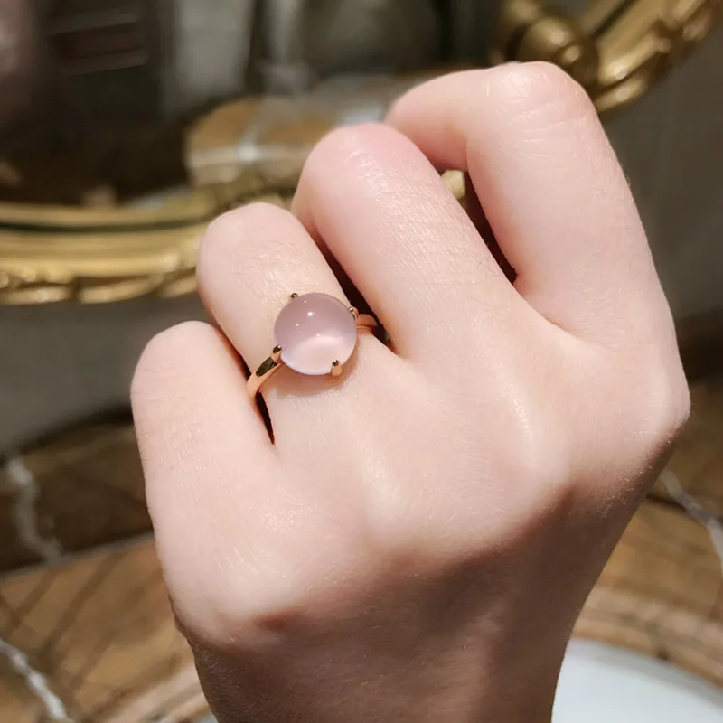 MOONROCY Free Shipping Fashion Jewelry Wholesale Rose Gold Color Pink Opal Wedding Crystal Ring for Women Gift Drop Shipping
