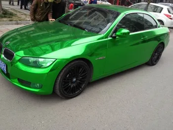

Flexible Glossy Chrome Green Car Vinyl Film Wraps Foil Bubble Free Car Wrapping Computer Cover Phone Skin