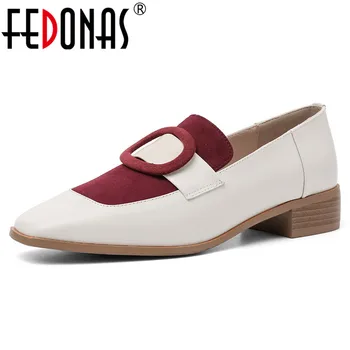 

FEDONAS Casual Shoes Women Fashion Shallow Pumps Genuine Leather High Heeled Shoes Woman New Spring Autumn Female Sweet Shoes