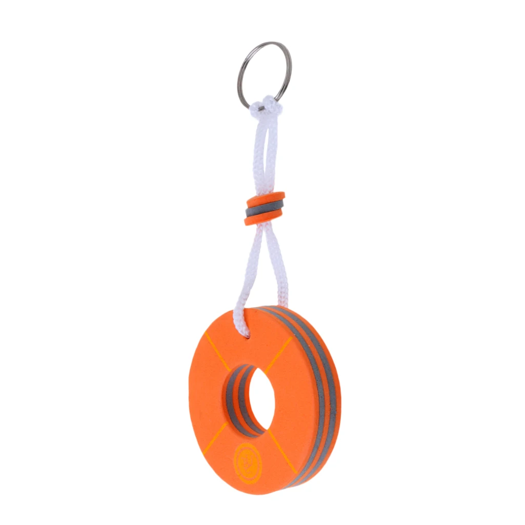1 Pcs Yachting Boating Rafting Buoyant Floating Keychain Keyring Key Ring Buoy Shape Orange