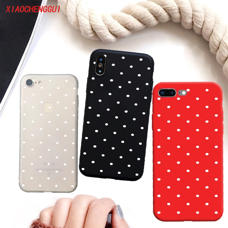 

Ploka Dots Phone Case For iPhone 6 6s Plus XS Max Wave Point Cover Soft TPU case For iPhone XR X 8 7 Plus 5 5s SE Cases